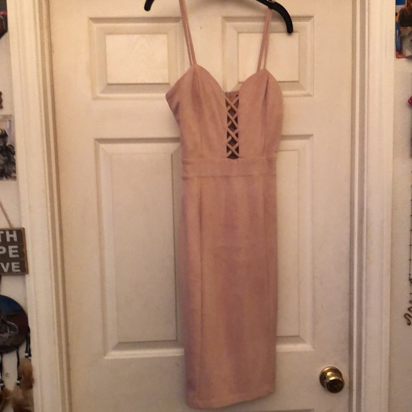 New Pink faux suede dress - Picture 2 of 5